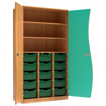 Wellentürenschrank, 190 cm hoch, 105x50 cm (B/T), Tür rechts aquagrün, Wellentürenschrank, 190 cm hoch, 105x50 cm (B/T), Tür rechts aquagrün,